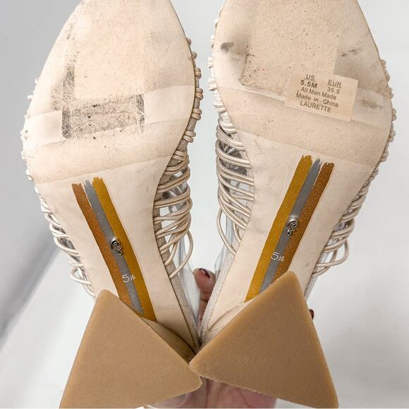 Sam Edelman Laurette Cream Block Heel Slip On Sandals, NEW, Size 5.5 MSRP $140 - Picture 7 of 9